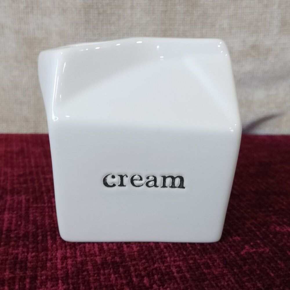Luxe Habitat Ceramic White Milk Carton Styled Cream Server Container